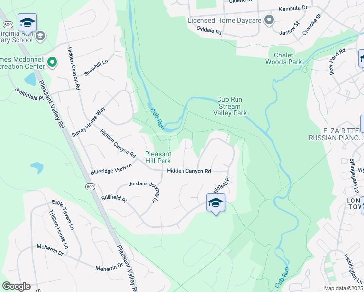 map of restaurants, bars, coffee shops, grocery stores, and more near 6106 Oakengate Way in Centreville