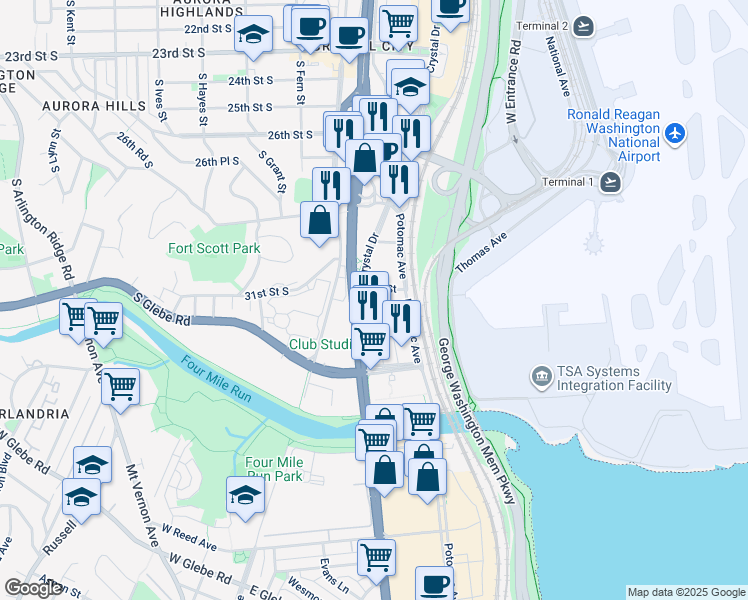 map of restaurants, bars, coffee shops, grocery stores, and more near 101 Independence Avenue Southeast in Washington