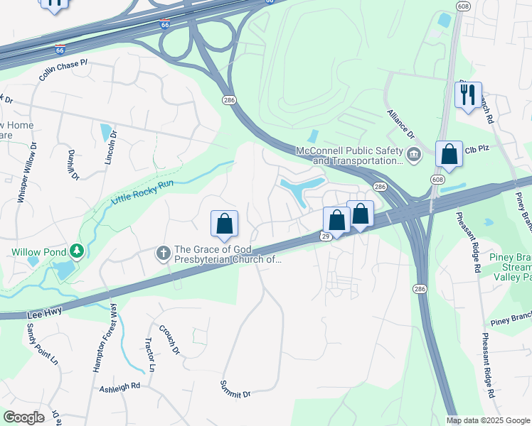 map of restaurants, bars, coffee shops, grocery stores, and more near 4862 Muddler Way in Fairfax
