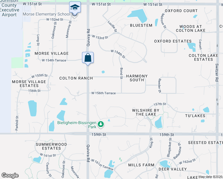 map of restaurants, bars, coffee shops, grocery stores, and more near 11600 West 156th Terrace in Overland Park