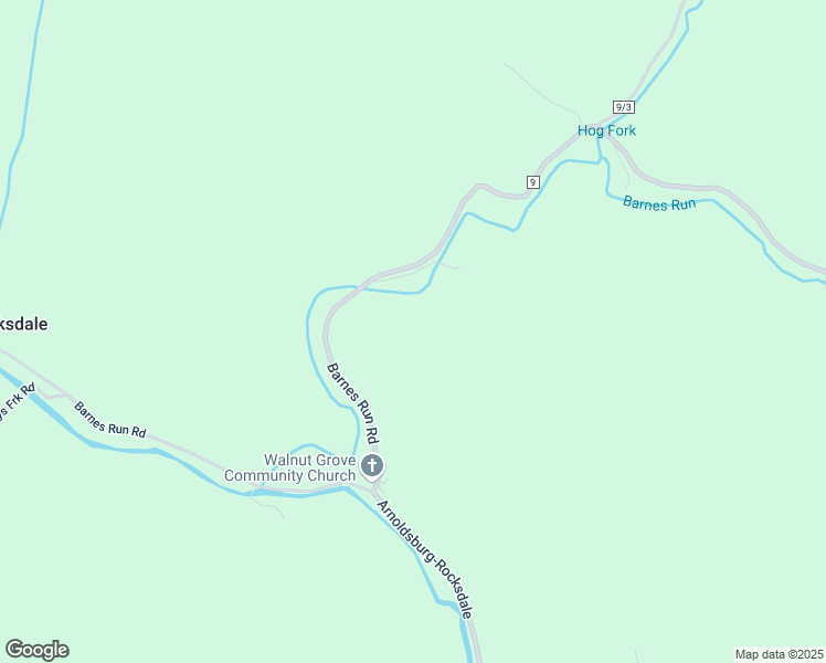 map of restaurants, bars, coffee shops, grocery stores, and more near Barnes Run Road in Arnoldsburg
