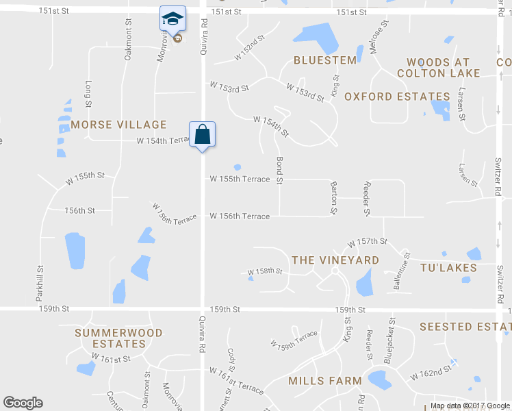 map of restaurants, bars, coffee shops, grocery stores, and more near 11600 West 156th Terrace in Overland Park