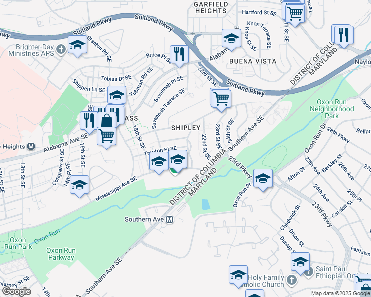 map of restaurants, bars, coffee shops, grocery stores, and more near 3501 21st Street Southeast in Washington