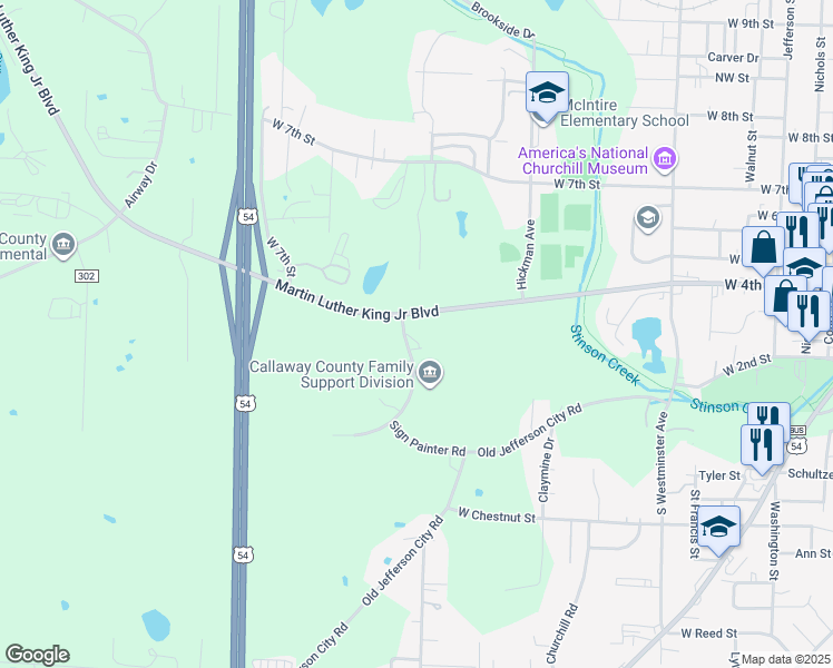 map of restaurants, bars, coffee shops, grocery stores, and more near 120 North Hospital Drive in Fulton
