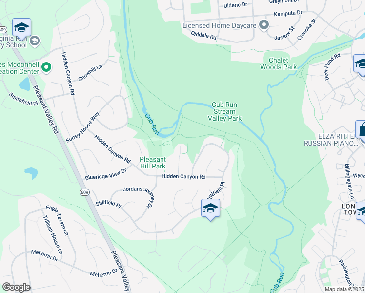 map of restaurants, bars, coffee shops, grocery stores, and more near 6101 Oakengate Way in Centreville