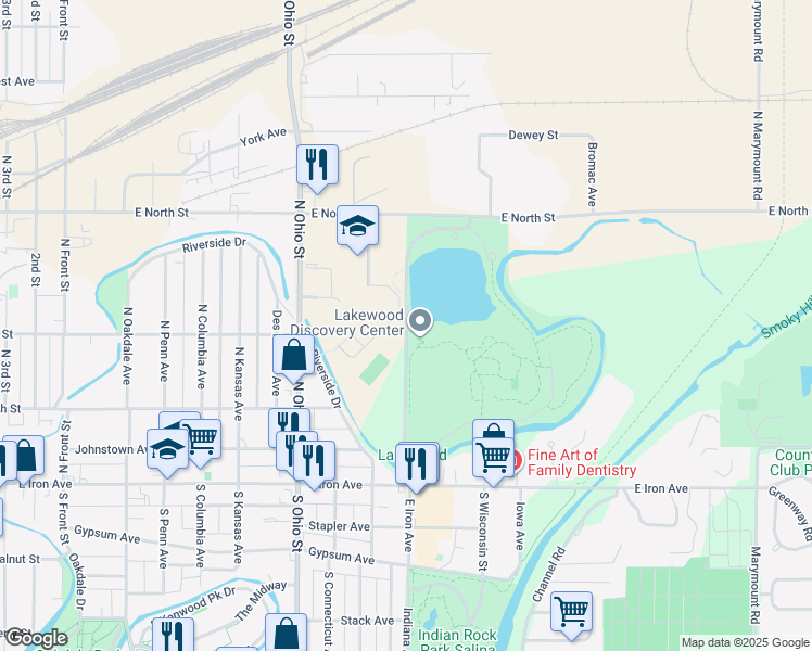 map of restaurants, bars, coffee shops, grocery stores, and more near in Salina