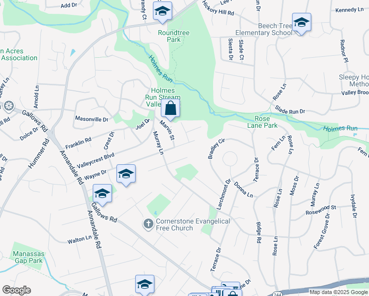 map of restaurants, bars, coffee shops, grocery stores, and more near 7117 Wayne Drive in Annandale