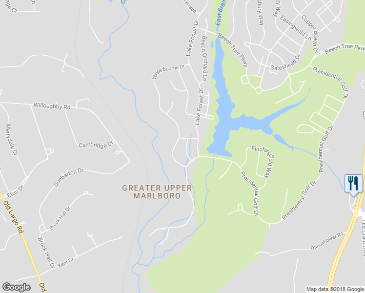 map of restaurants, bars, coffee shops, grocery stores, and more near 3105 Saffron Walden Way in Upper Marlboro
