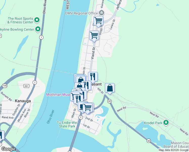 map of restaurants, bars, coffee shops, grocery stores, and more near 313 7th St in Point Pleasant