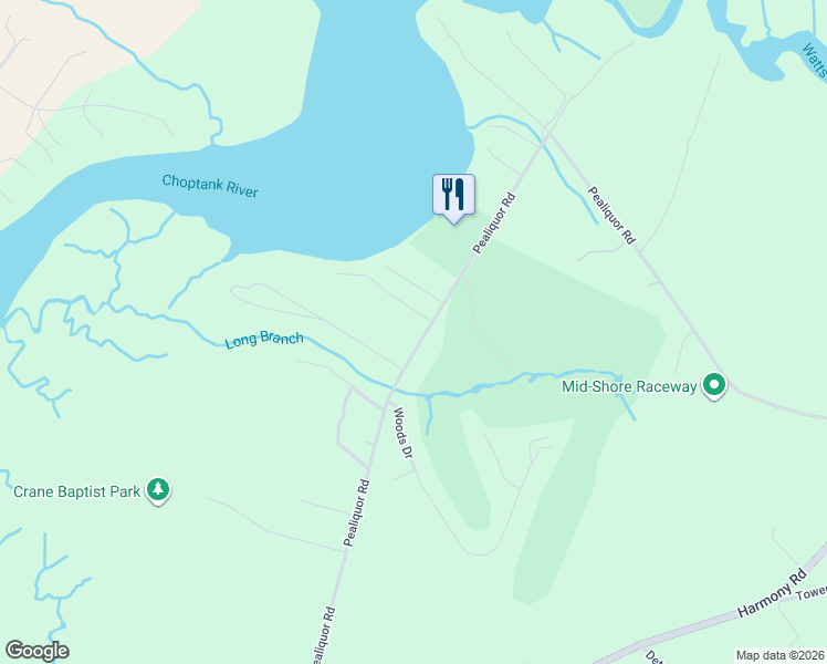 map of restaurants, bars, coffee shops, grocery stores, and more near 24764 Pealiquor Road in Denton