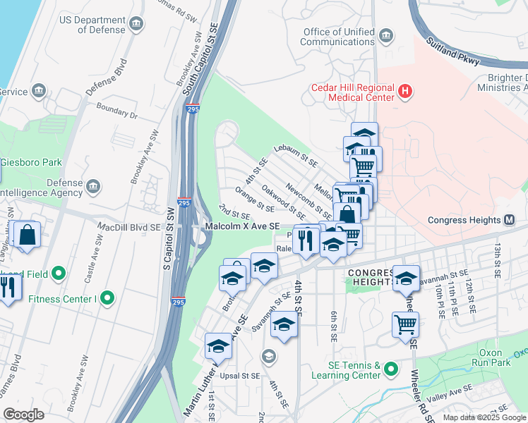 map of restaurants, bars, coffee shops, grocery stores, and more near 101 Independence Avenue Southeast in Washington