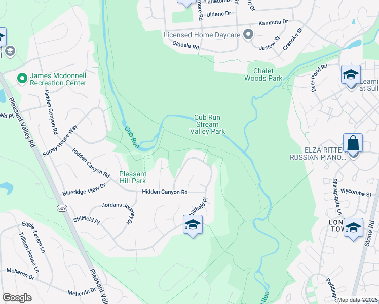map of restaurants, bars, coffee shops, grocery stores, and more near 15067 Stillfield Place in Centreville