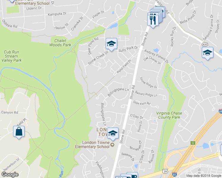 map of restaurants, bars, coffee shops, grocery stores, and more near 14776 Basingstoke Loop in Centreville