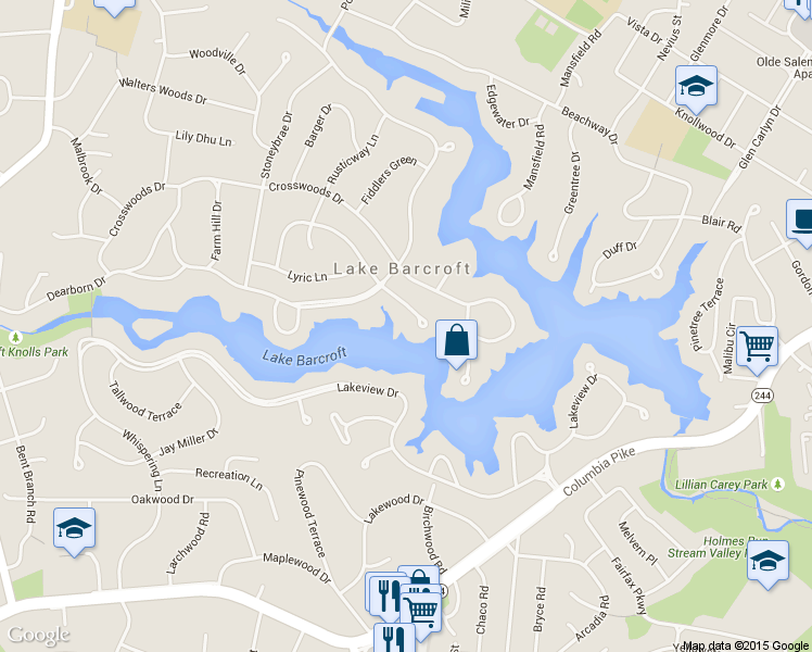 map of restaurants, bars, coffee shops, grocery stores, and more near 6323 Cavalier Corridor in Falls Church