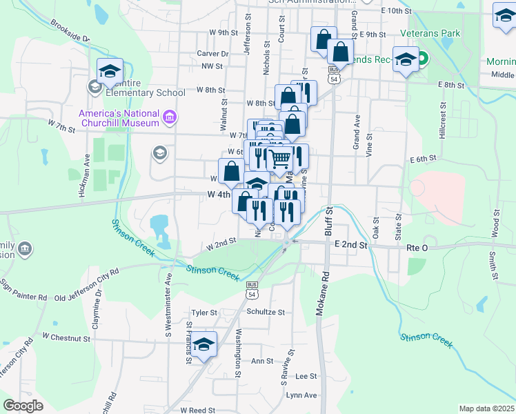 map of restaurants, bars, coffee shops, grocery stores, and more near in Fulton