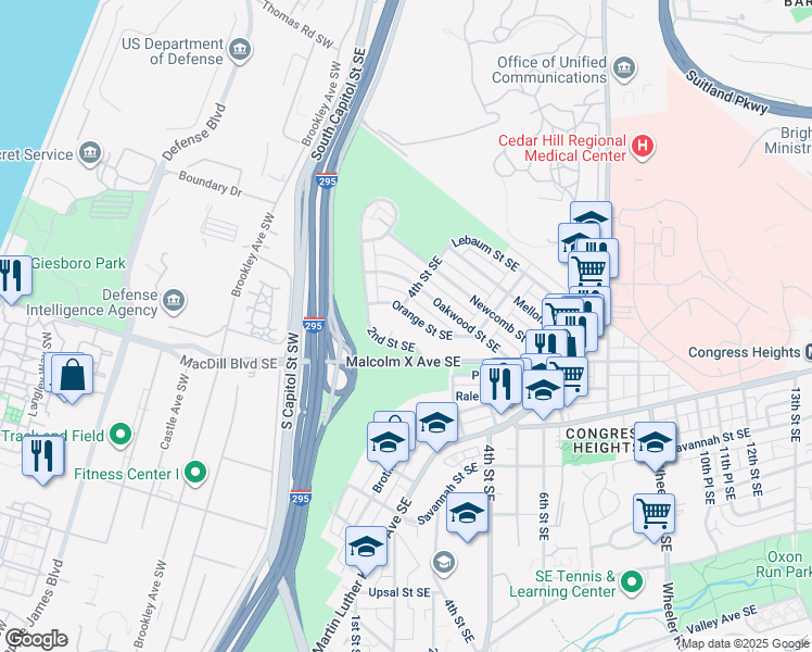 map of restaurants, bars, coffee shops, grocery stores, and more near 101 Independence Avenue Southeast in Washington