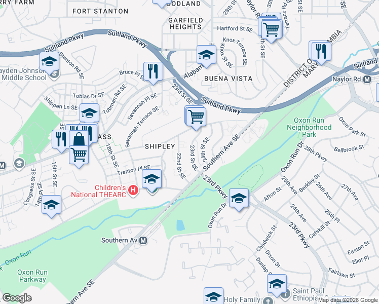 map of restaurants, bars, coffee shops, grocery stores, and more near 101 Independence Avenue Southeast in Washington