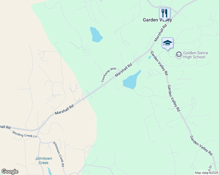 map of restaurants, bars, coffee shops, grocery stores, and more near 5205 Marshall Road in Garden Valley
