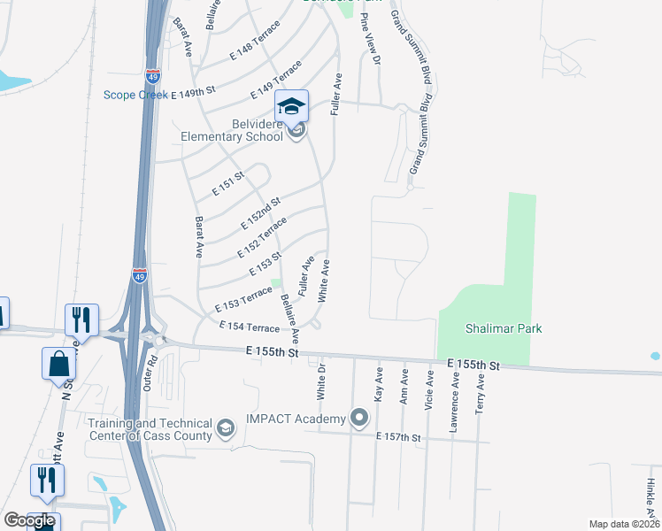 map of restaurants, bars, coffee shops, grocery stores, and more near 15313 White Avenue in Grandview