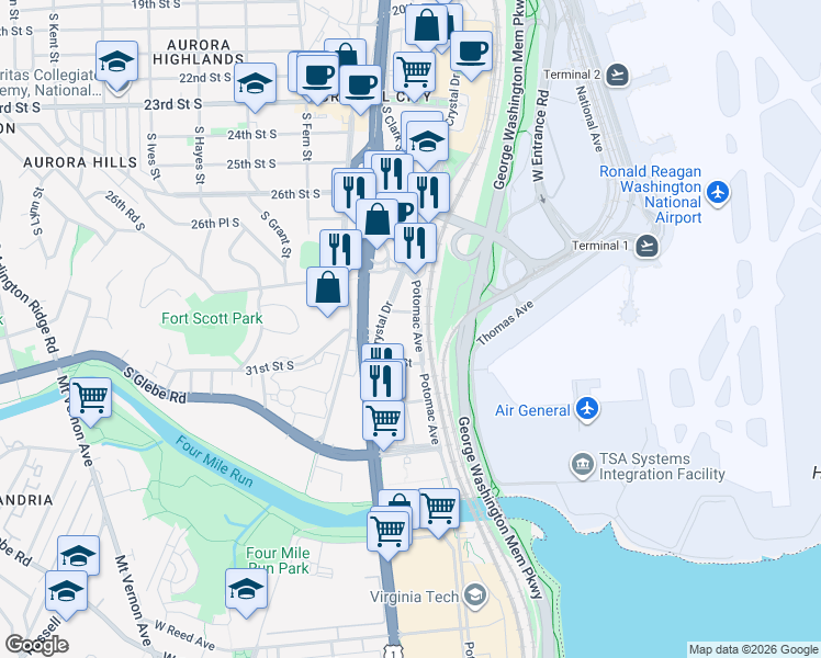 map of restaurants, bars, coffee shops, grocery stores, and more near 101 Independence Avenue Southeast in Washington