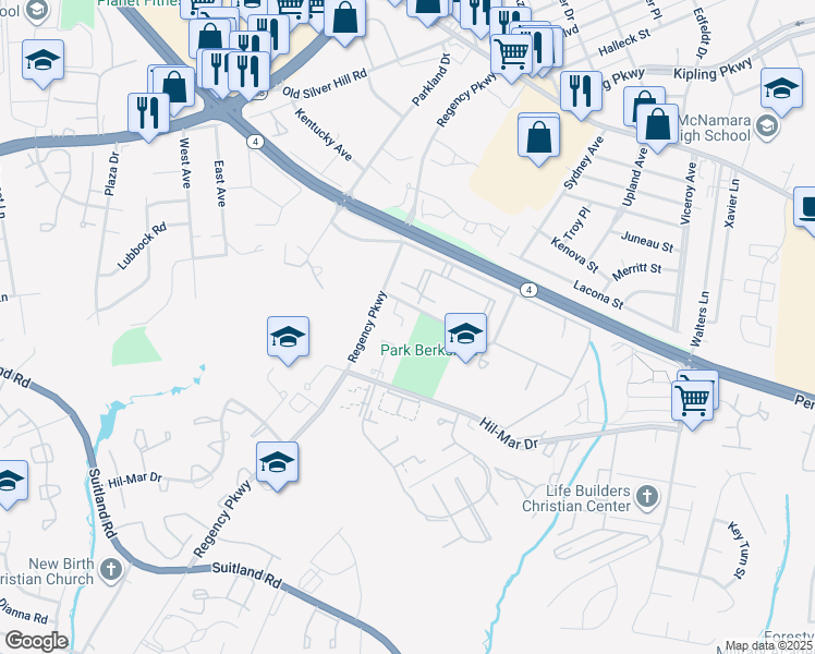map of restaurants, bars, coffee shops, grocery stores, and more near 6035 Surrey Square Lane in District Heights