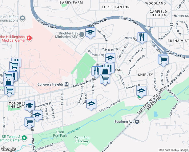 map of restaurants, bars, coffee shops, grocery stores, and more near 101 Independence Avenue Southeast in Washington