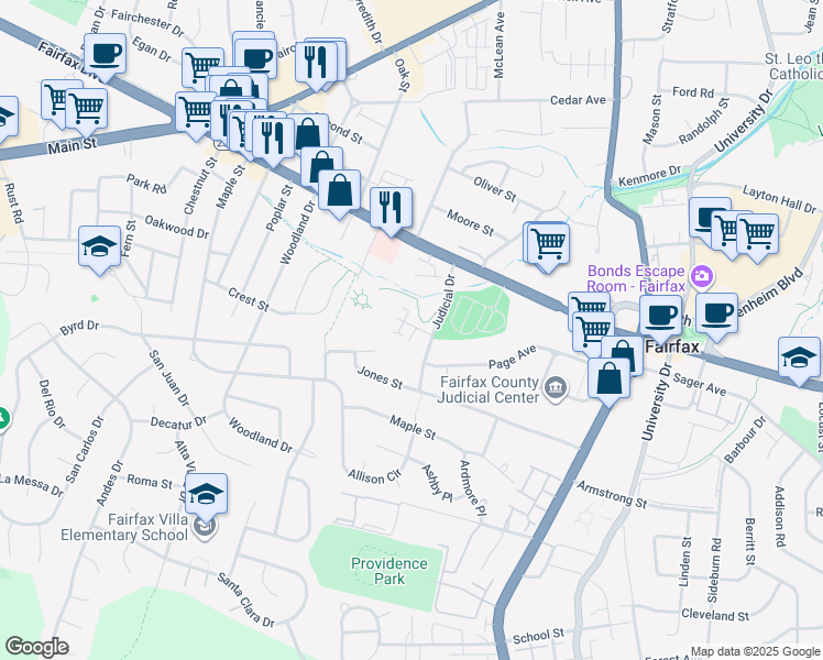 map of restaurants, bars, coffee shops, grocery stores, and more near 10703 Cameron Glen Drive in Fairfax