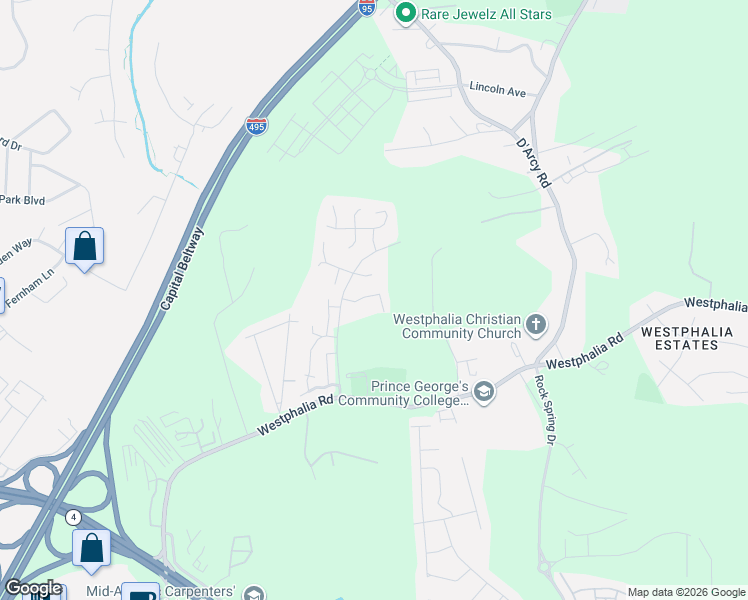 map of restaurants, bars, coffee shops, grocery stores, and more near 8809 Francisco Court in Upper Marlboro