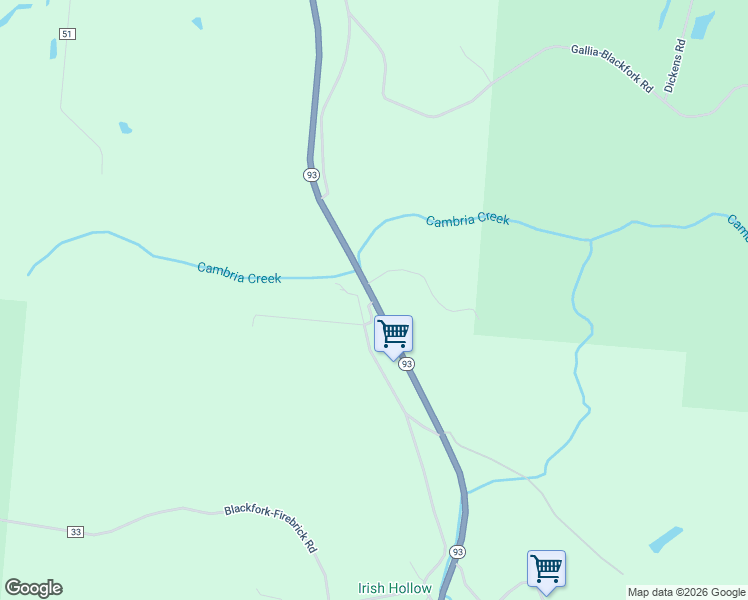map of restaurants, bars, coffee shops, grocery stores, and more near 0 Ohio 93 in Oak Hill