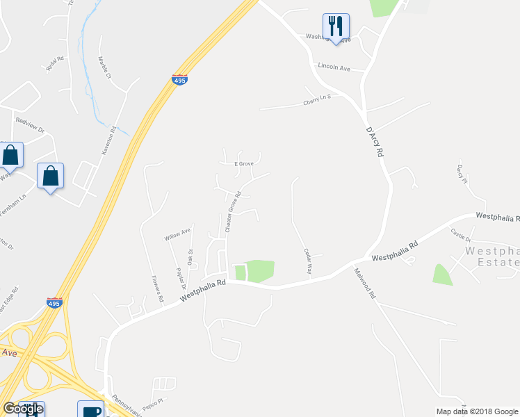 map of restaurants, bars, coffee shops, grocery stores, and more near 8900 Francisco Court in Upper Marlboro