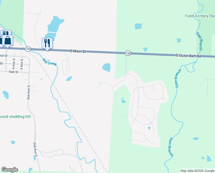 map of restaurants, bars, coffee shops, grocery stores, and more near 521 Sycamore Road in Greenwood
