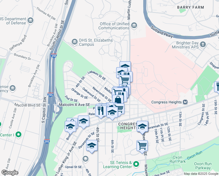 map of restaurants, bars, coffee shops, grocery stores, and more near 101 Independence Avenue Southeast in Washington