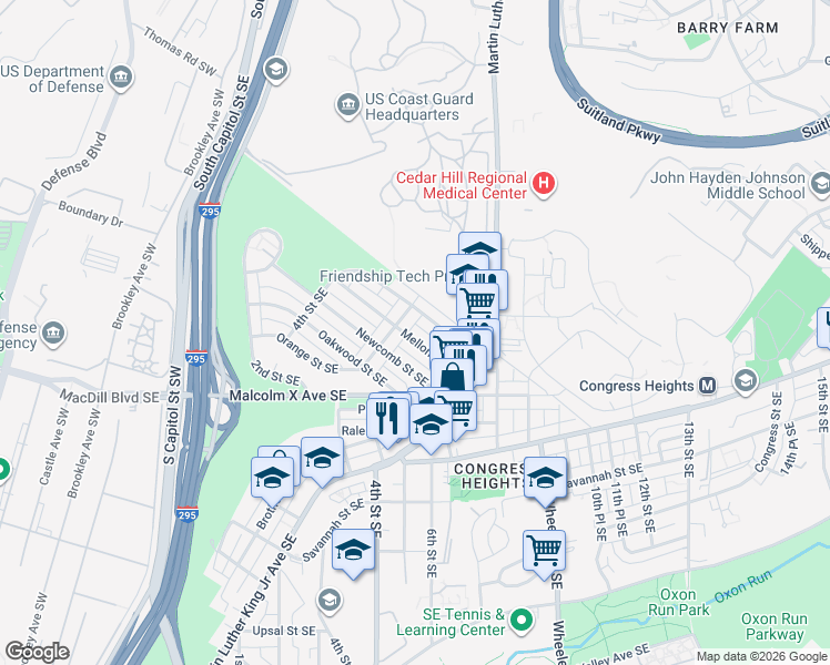 map of restaurants, bars, coffee shops, grocery stores, and more near 101 Independence Avenue Southeast in Washington