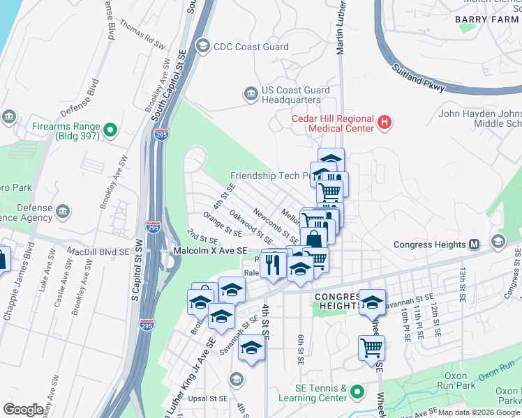 map of restaurants, bars, coffee shops, grocery stores, and more near 101 Independence Avenue Southeast in Washington