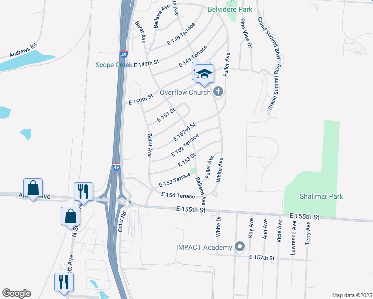 map of restaurants, bars, coffee shops, grocery stores, and more near 15216 Bellaire Avenue in Grandview