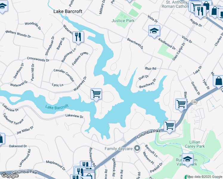 map of restaurants, bars, coffee shops, grocery stores, and more near 6316 Crosswoods Circle in Falls Church