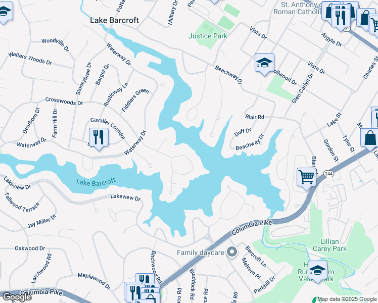 map of restaurants, bars, coffee shops, grocery stores, and more near 6316 Crosswoods Circle in Falls Church