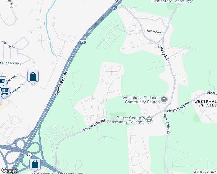 map of restaurants, bars, coffee shops, grocery stores, and more near 3115 Chester Grove Road in Glenarden