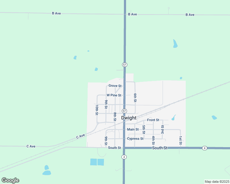map of restaurants, bars, coffee shops, grocery stores, and more near 801 West Pine Street in Dwight