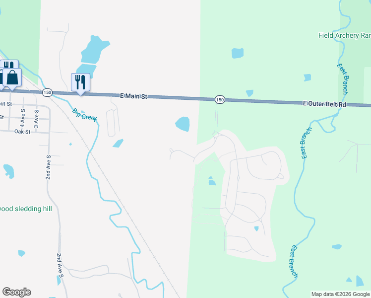 map of restaurants, bars, coffee shops, grocery stores, and more near 500 Sycamore Road in Greenwood