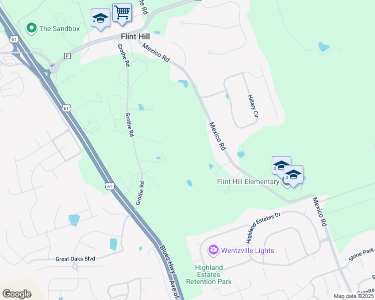 map of restaurants, bars, coffee shops, grocery stores, and more near in Flint Hill