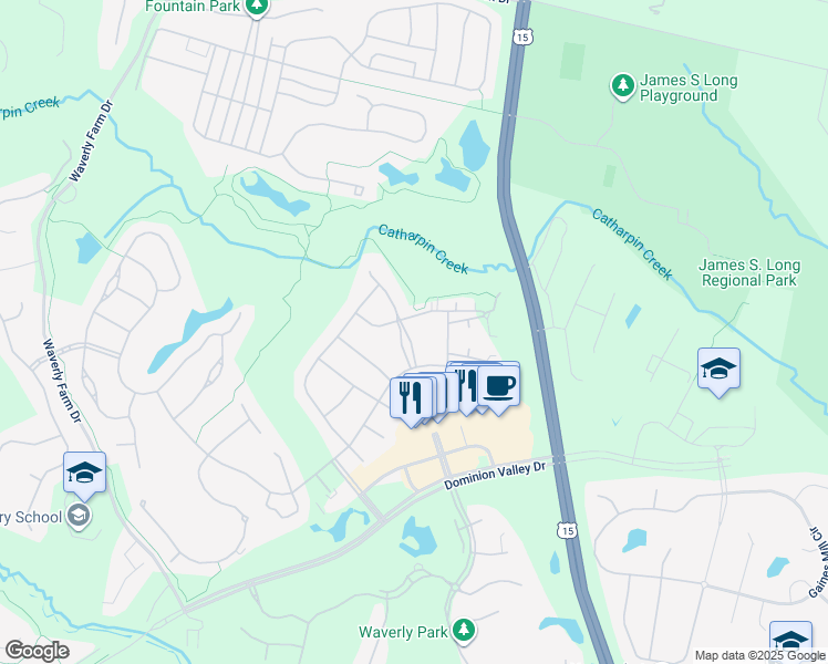 map of restaurants, bars, coffee shops, grocery stores, and more near 5111 Curran Creek Drive in Haymarket