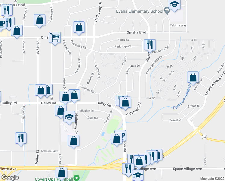 map of restaurants, bars, coffee shops, grocery stores, and more near 6850 Western Place in Colorado Springs
