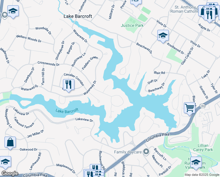 map of restaurants, bars, coffee shops, grocery stores, and more near 3515 Wentworth Drive in Falls Church