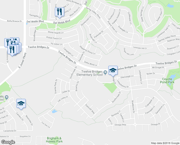 map of restaurants, bars, coffee shops, grocery stores, and more near 310 Arroyo Madrone Court in Lincoln