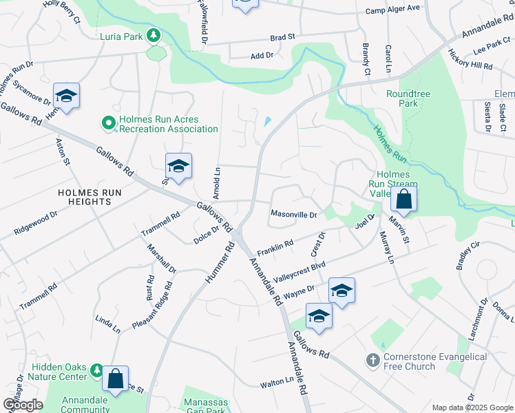 map of restaurants, bars, coffee shops, grocery stores, and more near 3501 Annandale Road in Annandale