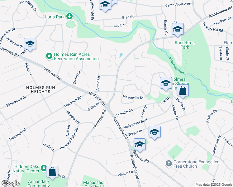 map of restaurants, bars, coffee shops, grocery stores, and more near 3501 Annandale Road in Annandale