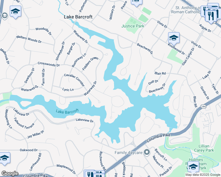 map of restaurants, bars, coffee shops, grocery stores, and more near 3515 Wentworth Drive in Falls Church
