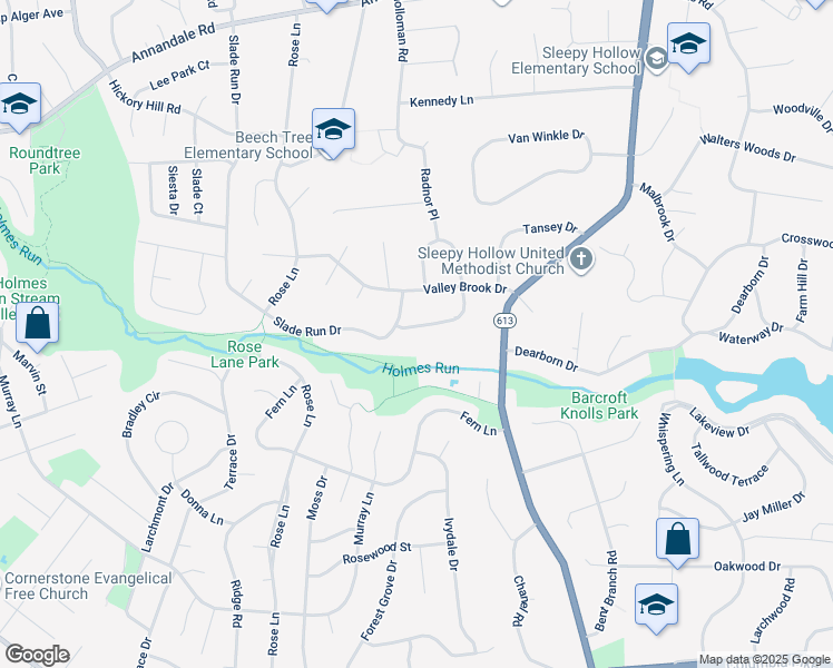 map of restaurants, bars, coffee shops, grocery stores, and more near 3547 Devon Drive in Falls Church