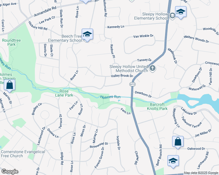 map of restaurants, bars, coffee shops, grocery stores, and more near 3547 Devon Drive in Falls Church